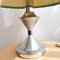 Silver and Green Metal and Fabric Table Lamp with Kapulana Lampshade, 1990s 8