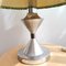 Tischlampe aus Metall & Stoff in Silber & Grün mit Kapulana Lampenschirm, 1990er 8