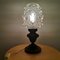 French Country Clear Bubble Glass and Solid Carved Wood Table Lamp, 1960s 4