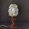 French Country Clear Bubble Glass and Solid Carved Wood Table Lamp, 1960s 2