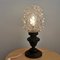 French Country Clear Bubble Glass and Solid Carved Wood Table Lamp, 1960s 9