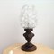 French Country Clear Bubble Glass and Solid Carved Wood Table Lamp, 1960s, Image 1
