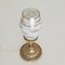 Kleine französische Jugendstil Tischlampe aus Gold & Weiß lackiertem Glas, 1940er 3