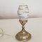 Small Art Nouveau French Gold and White Painted Glass Table Lamp, 1940s 1