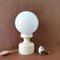 Small Mid-Century Minimalist White Wooden Opaline Glass Table Lamp, 1950s, Image 1