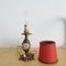 Kleine rote Jugendstil Tischlampe aus Messing & Glas, 1920er 12