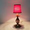 Kleine rote Jugendstil Tischlampe aus Messing & Glas, 1920er 3