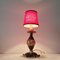 Kleine rote Jugendstil Tischlampe aus Messing & Glas, 1920er 4