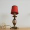 Kleine rote Jugendstil Tischlampe aus Messing & Glas, 1920er 2