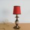 Kleine rote Jugendstil Tischlampe aus Messing & Glas, 1920er 1