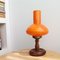 Small Mid-Century Orange Glass and Wood Table Lamp, 1950s 2