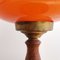 Kleine Mid-Century Tischlampe aus orangefarbenem Glas & Holz, 1950er 5