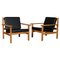 Poltrona nr. 220 in pelle anilina nera di Hans J. Wegner per Getama, set di 2, Immagine 1