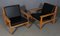 Model 220 Black Aniline Leather Lounge Chair by Hans J. Wegner for Getama, Set of 2, Image 2