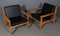 Modell 220 Sessel aus schwarzem Anilinleder von Hans J. Wegner für Getama, 2er Set 2