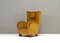 Art Deco Wingback Armchair in Oker Mohair Velvet, 1930s 6