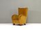 Art Deco Wingback Armchair in Oker Mohair Velvet, 1930s 5