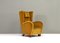 Art Deco Wingback Armchair in Oker Mohair Velvet, 1930s 2