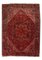 Geometric Heriz Rug in Dark Red with Border and Medallion 1