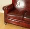 Victorian Burgundy Hand Dyed Leather Gentlemen's Club Sofa 6