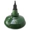 Vintage British Industrial Green Enamel Pendant Light, Image 2