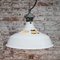 Vintage Industrial White Enamel Factory Pendant Light from Benjamin Electric Manufacturing Company 4