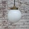 Vintage White Opaline Glass and Brass Pendant Light, Image 5