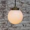 Vintage White Opaline Glass and Brass Pendant Light 6