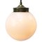 Vintage White Opaline Glass and Brass Pendant Light 4