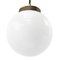 Vintage White Opaline Glass and Brass Pendant Light, Image 3