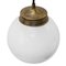 Vintage White Opaline Glass and Brass Pendant Light, Image 2
