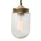 Vintage Industrial Frosted Glass & Brass Pendant Lamp, Image 1