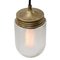 Vintage Industrial Frosted Glass & Brass Pendant Lamp 3