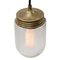 Vintage Industrial Frosted Glass & Brass Pendant Lamp, Image 3