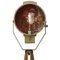 Vintage Industrial Tripod Brown Metal and Wood Spotlight Floor Lamp 3