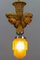 Art Deco Style Hand-Carved Wooden and Glass Pendant Light 2