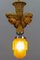 Art Deco Style Hand-Carved Wooden and Glass Pendant Light, Image 2