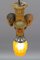 Art Deco Style Hand-Carved Wooden and Glass Pendant Light 14