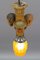 Art Deco Style Hand-Carved Wooden and Glass Pendant Light, Image 14