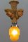 Art Deco Style Hand-Carved Wooden and Glass Pendant Light 13