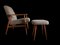 Mid-Century Beige Armchairs with Footstool by Henryk Lis, 1960s, Set of 3, Image 5