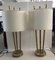 Murano Mid-Century Round Base Brass and Glass Italian Couple Table Lamp, 1950s 5
