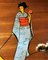 Teak Decorative Panels with Japanese Kimono Figures, Set of 3 9