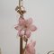 Brass Chandelier with Pink Murano Glass Flowers, 1970s 9