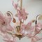 Brass Chandelier with Pink Murano Glass Flowers, 1970s 6