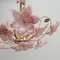 Brass Chandelier with Pink Murano Glass Flowers, 1970s 8