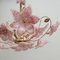 Messing Kronleuchter mit rosa Murano Glas Blumen, 1970er 8