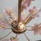Brass Chandelier with Pink Murano Glass Flowers, 1970s 4