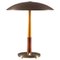 Swedish Mid-Century Table Lamp in Mahogany and Leather from Böhlmarks 1