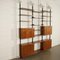 Teak Veneer and Metal Brass Bookcase, Italy, 1950s 4